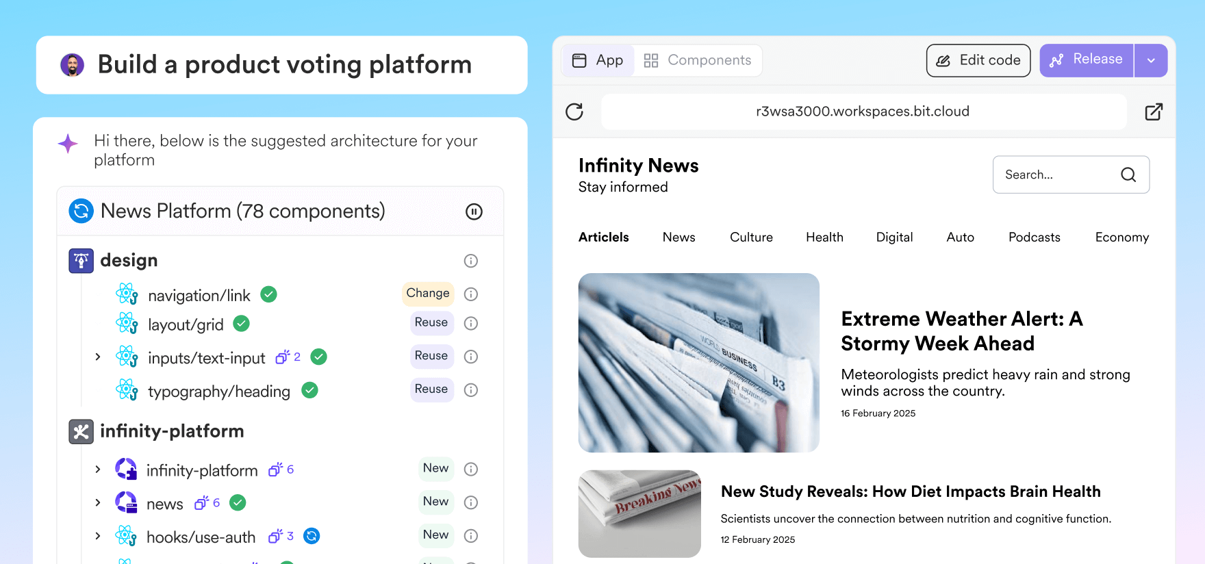 Hope AI: An architecture agent for composing software